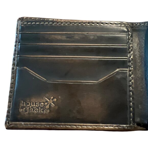 House Of Jack Mens Bifold Leather Wallet Embossed Soccer Ball Design - Picture 2 of 6